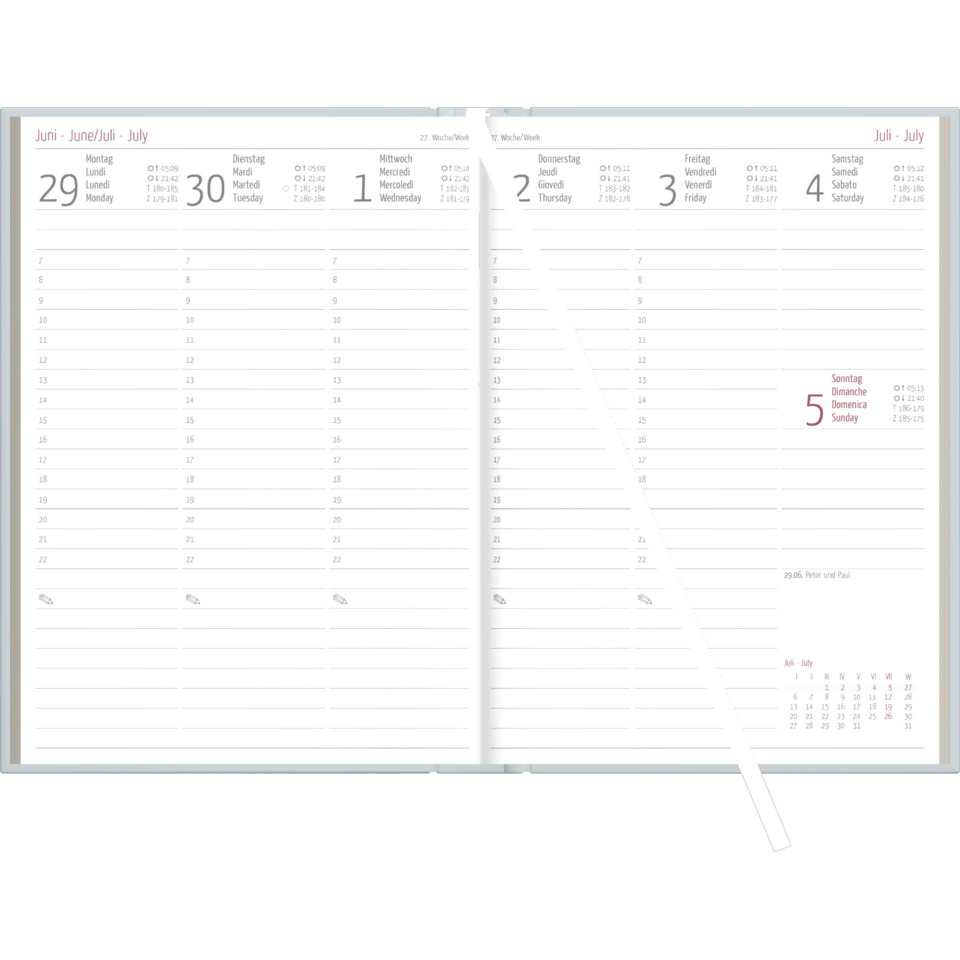 Planer, Kalender, Wöchentlicher Planer, offenes Datum, Zweibuchseite