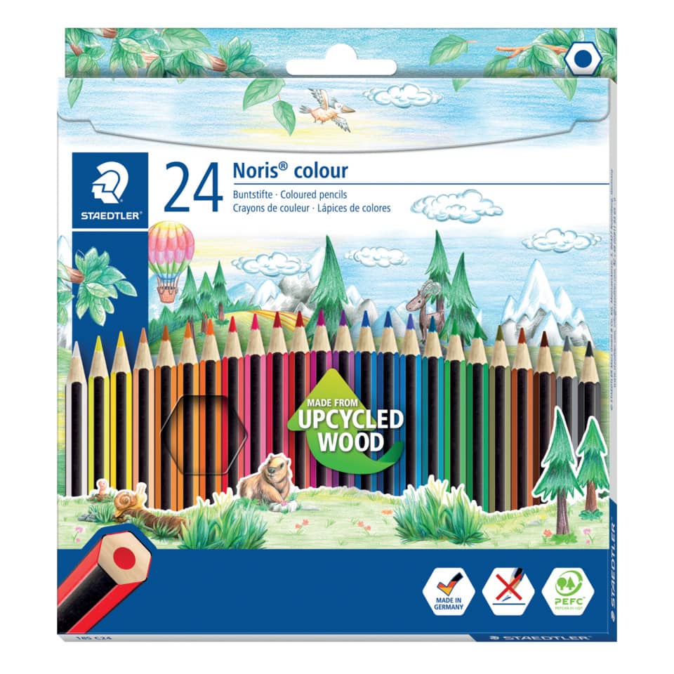 colorful pencils, Holzstifte, 24 Farben, Upcycled Wood, Kunstbedarf