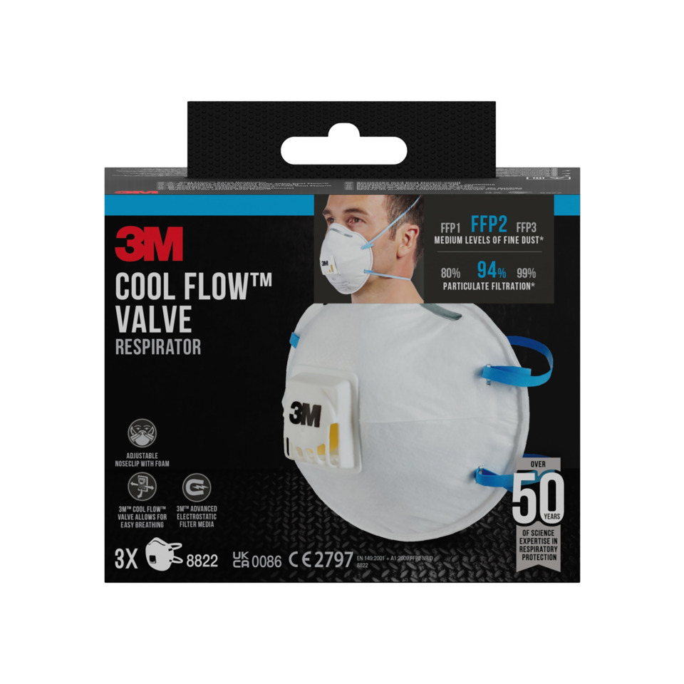 Cool Flow™ Partikelmaske, 3 Stück 3M 8822-3