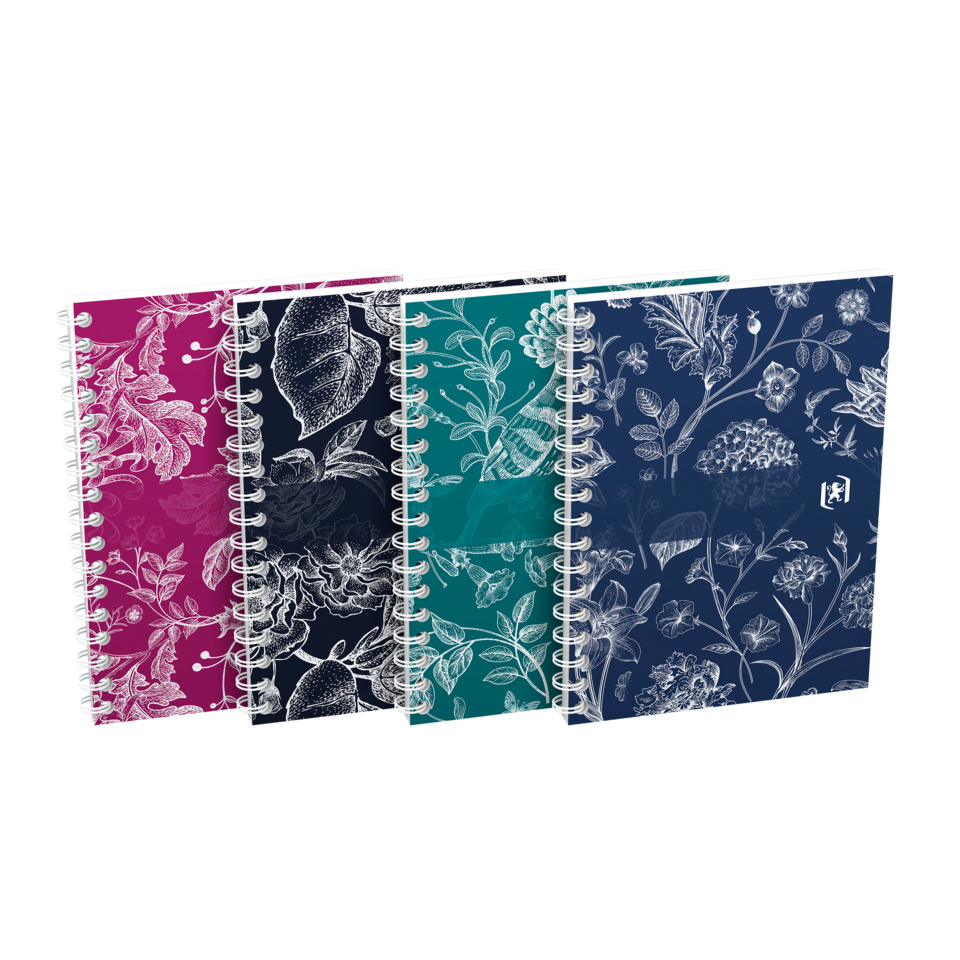 Notizbuch, Spiralbindung,  florale Muster, Kunstleder?, Gelb?