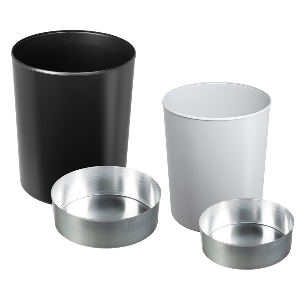 Abfalleimer, Mülleimer, Eimer-Set, Schwarz, Silberdeckeltasche