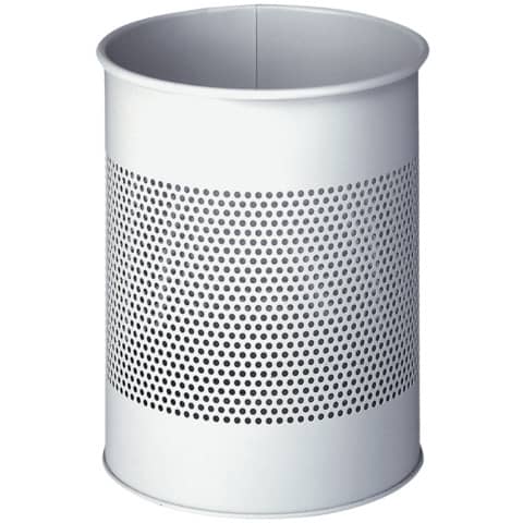 Papierkorb METALL rund 15 P, Stahl, 165 mm Perforationsring, rund,15 l, grau DURABLE 3310 10