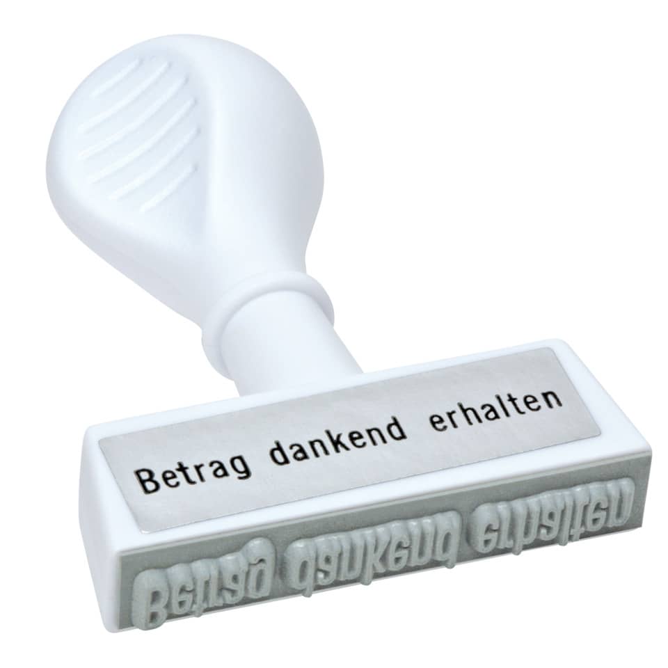 schwarz?, stamp, stempel, Betrag dankend erhalten, Stempel mit Grifffläche
