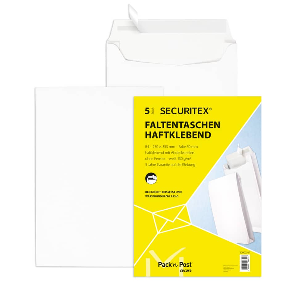 faltentaschen, haftp klebend, faltbar, kartonverpackung, pack'n post