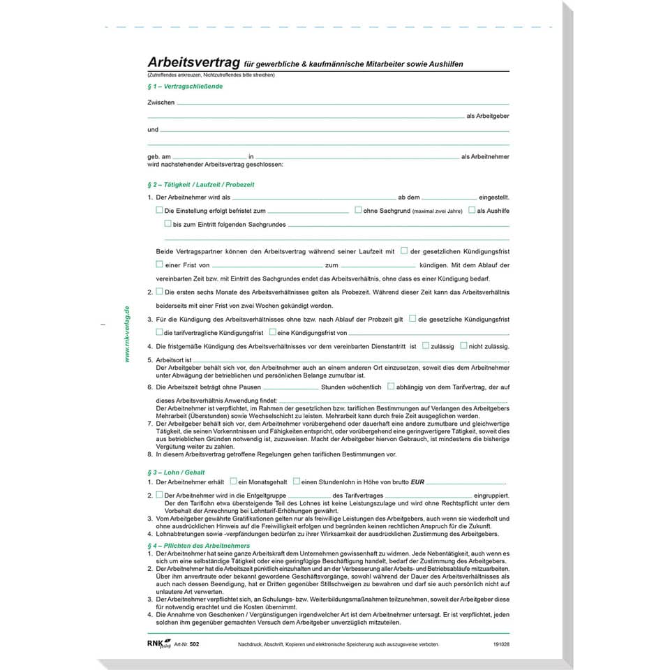 Arbeitsvertrag, Dokument, Papier, Formular, Vertrag