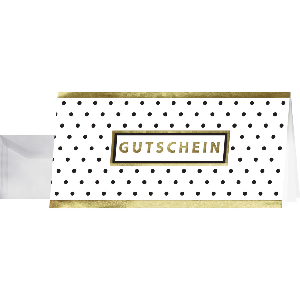 Gutschein, Geschenkgutschein, Geschenk, Polkadots, Goldrand