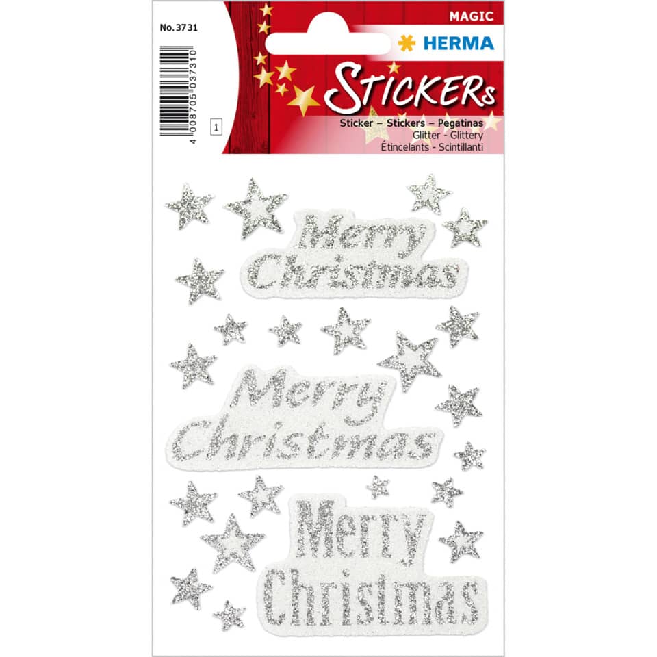 Sticker, Glitzer, Weihnachten, Sprüche, Sterne