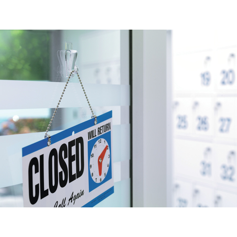 closed sign, storefront, glass door, will return, clock image