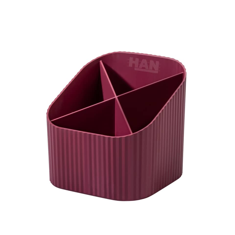 Schreibtischköcher KARMA, 4 Fächer, öko-rot HAN 17248-17