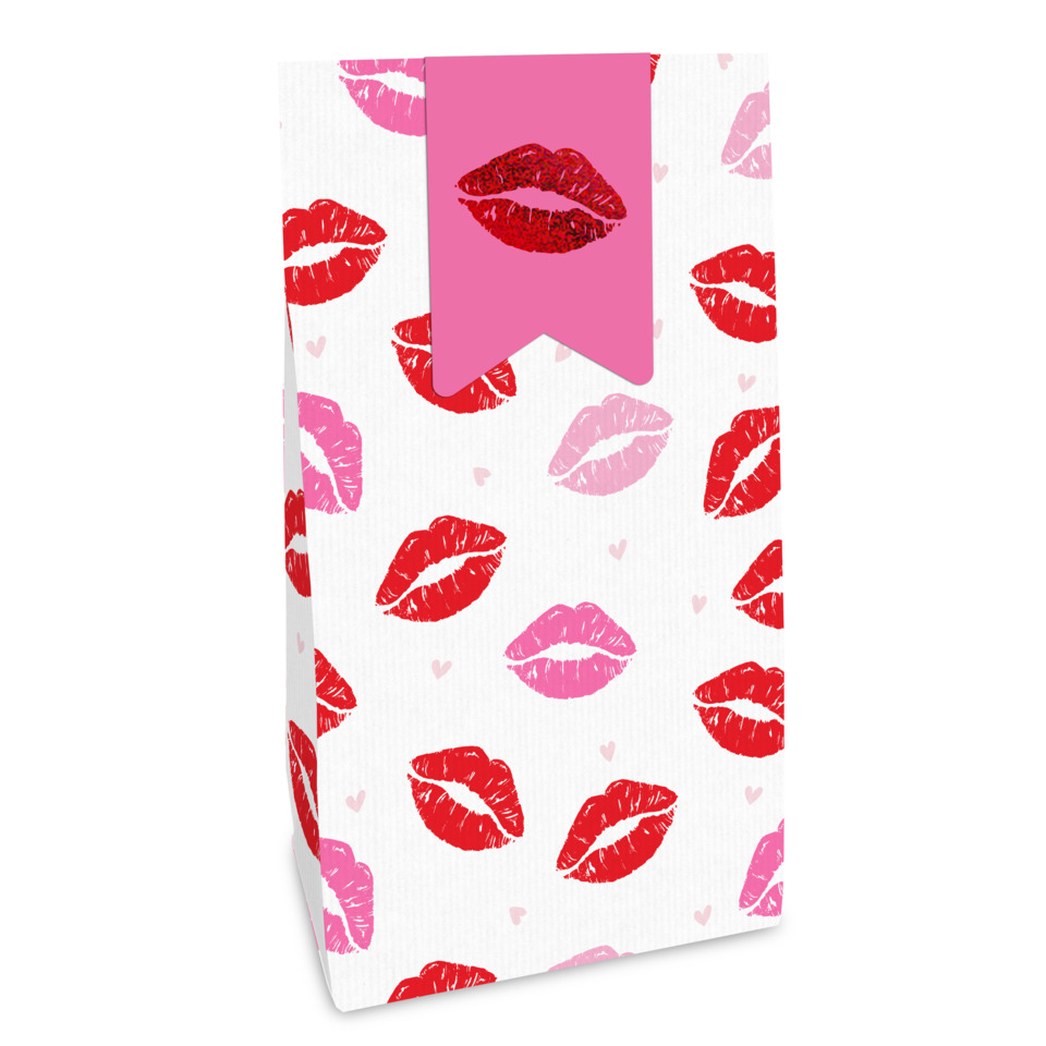 Kiss Pattern, Kleidungstüte, Geschenkeverpackung, Lippenabdruck, Herzchen