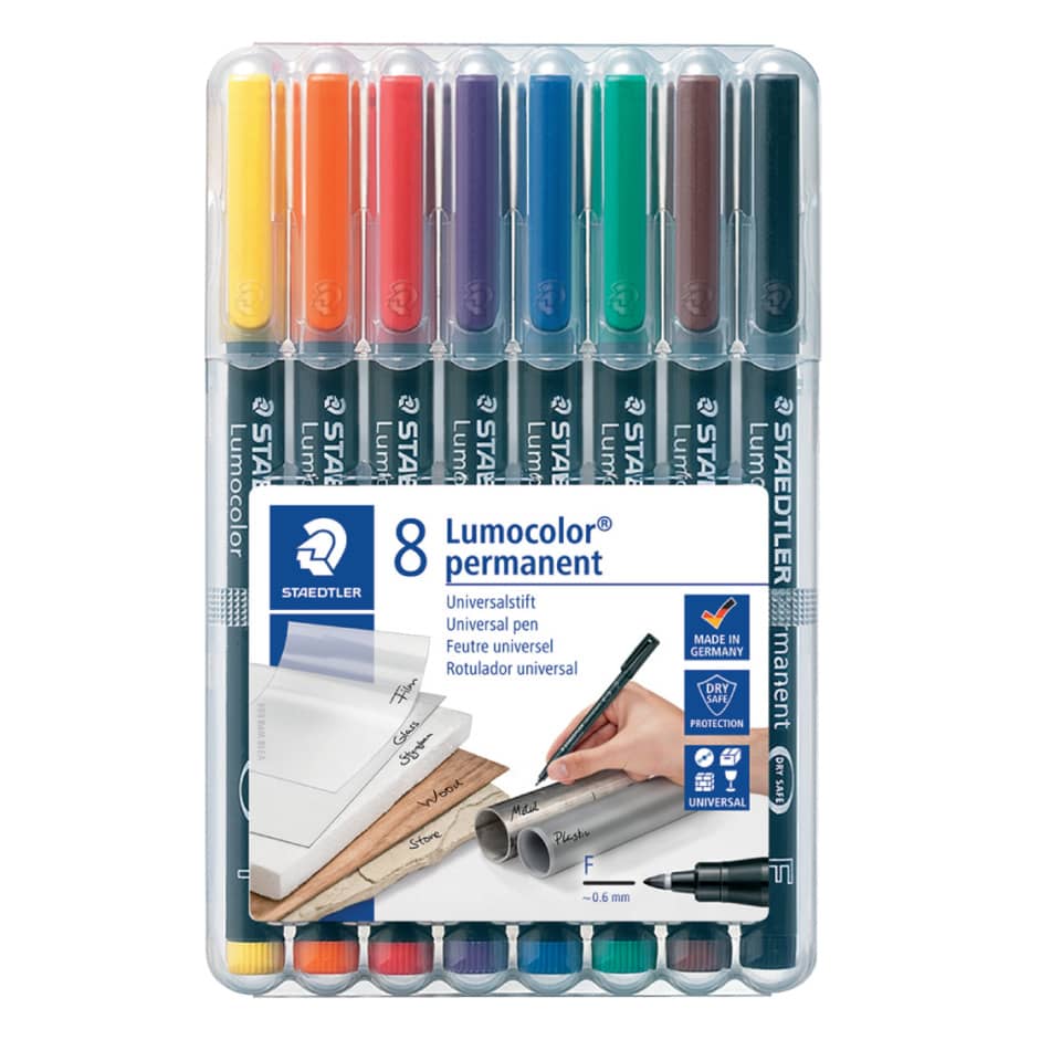 Folienstift Lumocolor® permanent, ca. 0.6 mm, STAEDTLER Box mit 8 Farben STAEDTLER 318 WP8