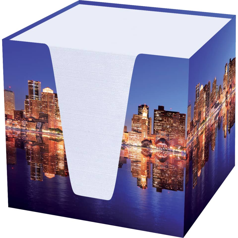 cityscape, nacht skyline, box, druck, lebendige farben
