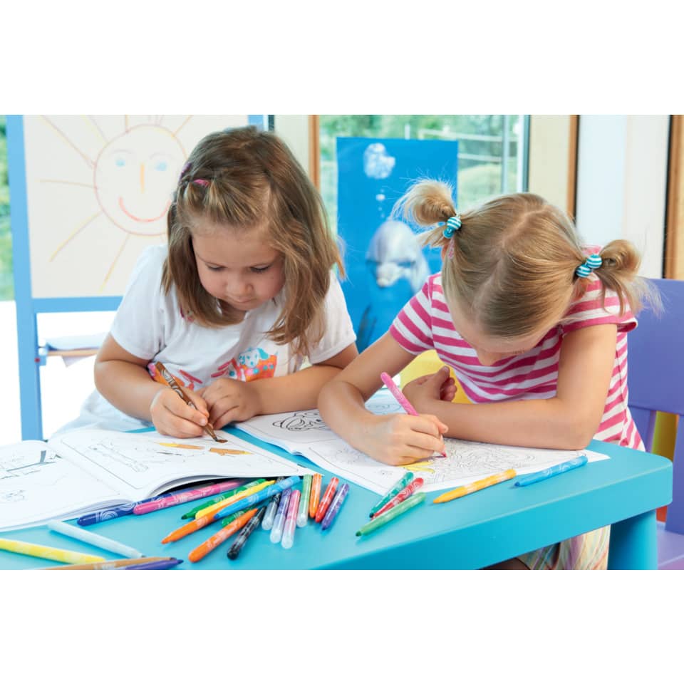 Kinder, Malbuch, Buntstifte, Kunstaktivität, Tisch