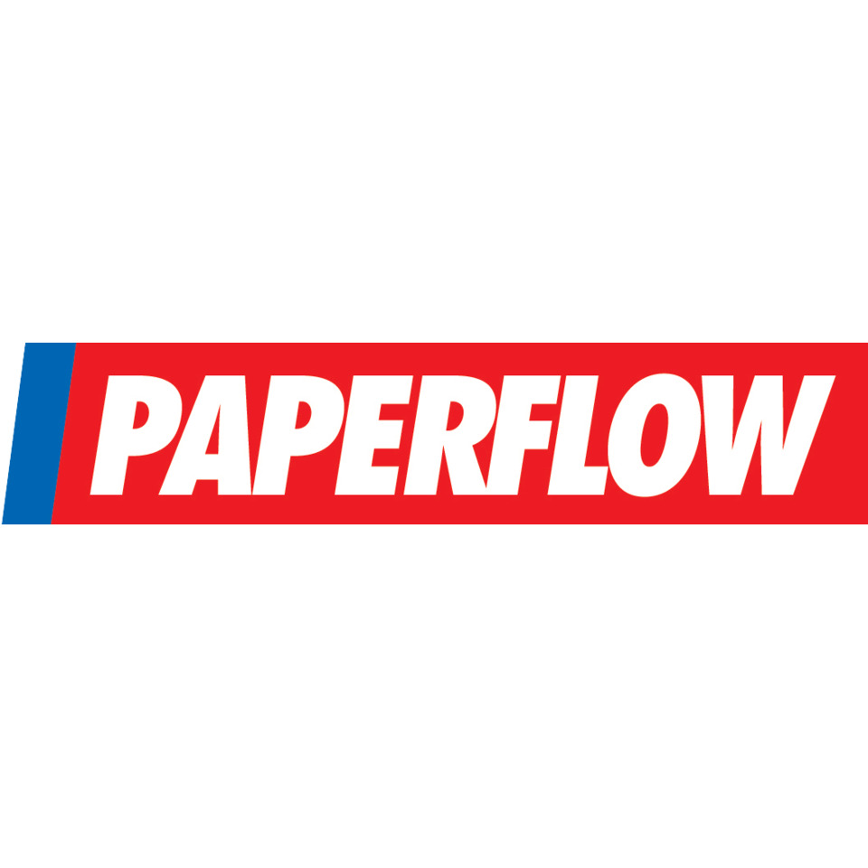 paper flow, branding, logo, banner, red stripe