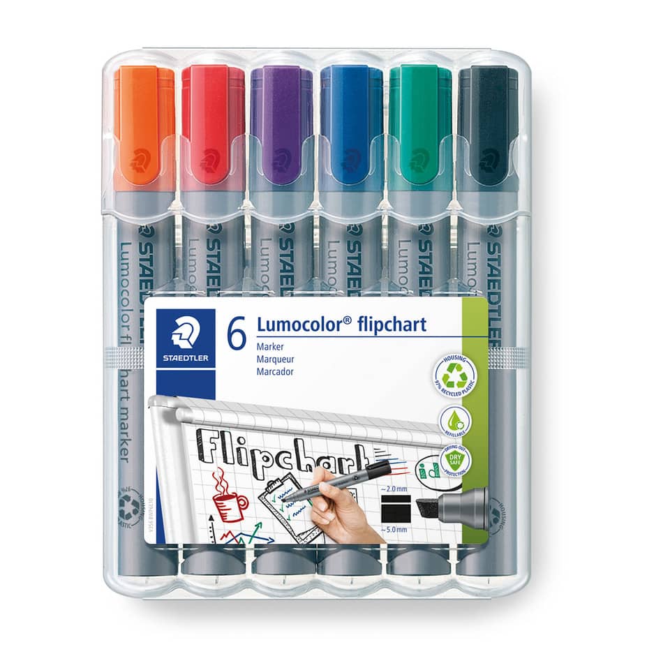 Marker-Set, Leuchtstift, Flipchart-Marker, Staedtler, 6 Farben