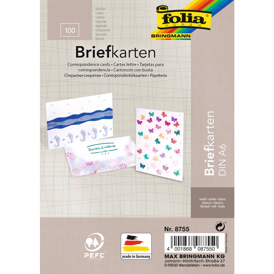 Briefkarten, DIN A6, Weiß, Bunte Aufkleber, Kartenmotiv