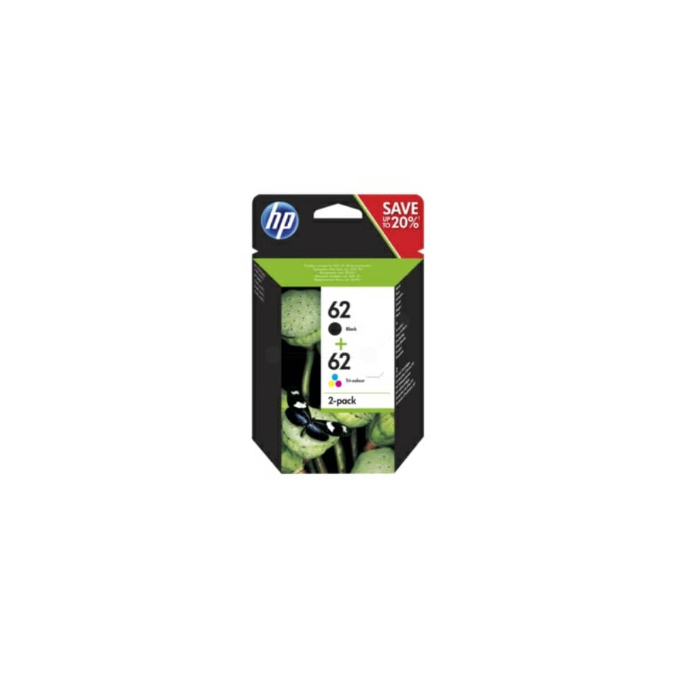 Tintenpatronen, Mehrfachpack, 62 Black, 2-pack, Tintenpatronen HP