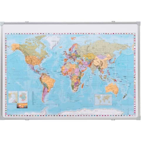 Kartentafel Welt pinnbar, 1:33.000.000, 1380 x 880 mm FRANKEN KA600WP