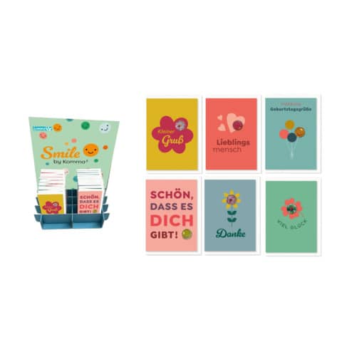 Allgemeine Glückwunsch-Midikarten Smile, 36er, sortiert KOMMA³ 72009035