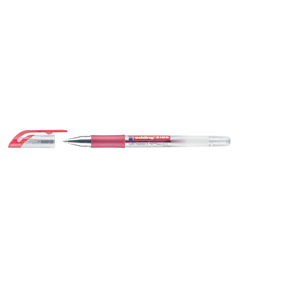Kugelschreiber, Gelroller, Rot/pink, Spitzfeder, Kappe abnehmbar