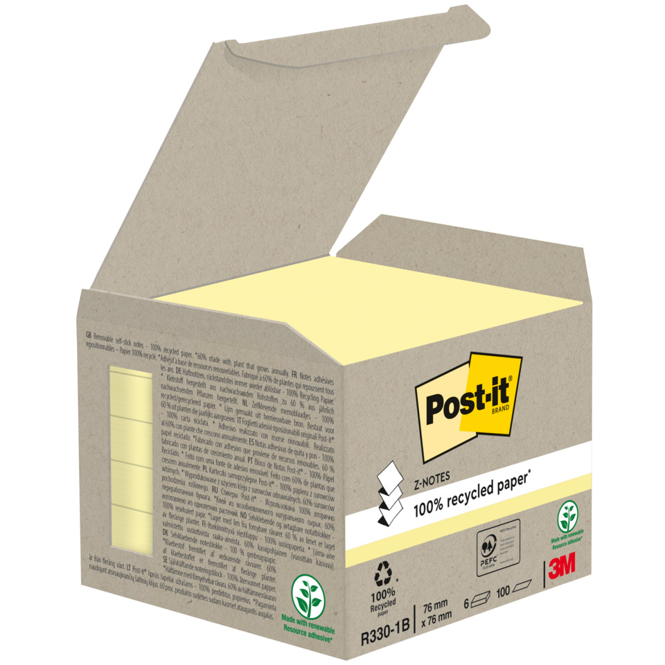 Post-it, Notizblock, Haftnotizen, Recyclingpapier, Schachtel