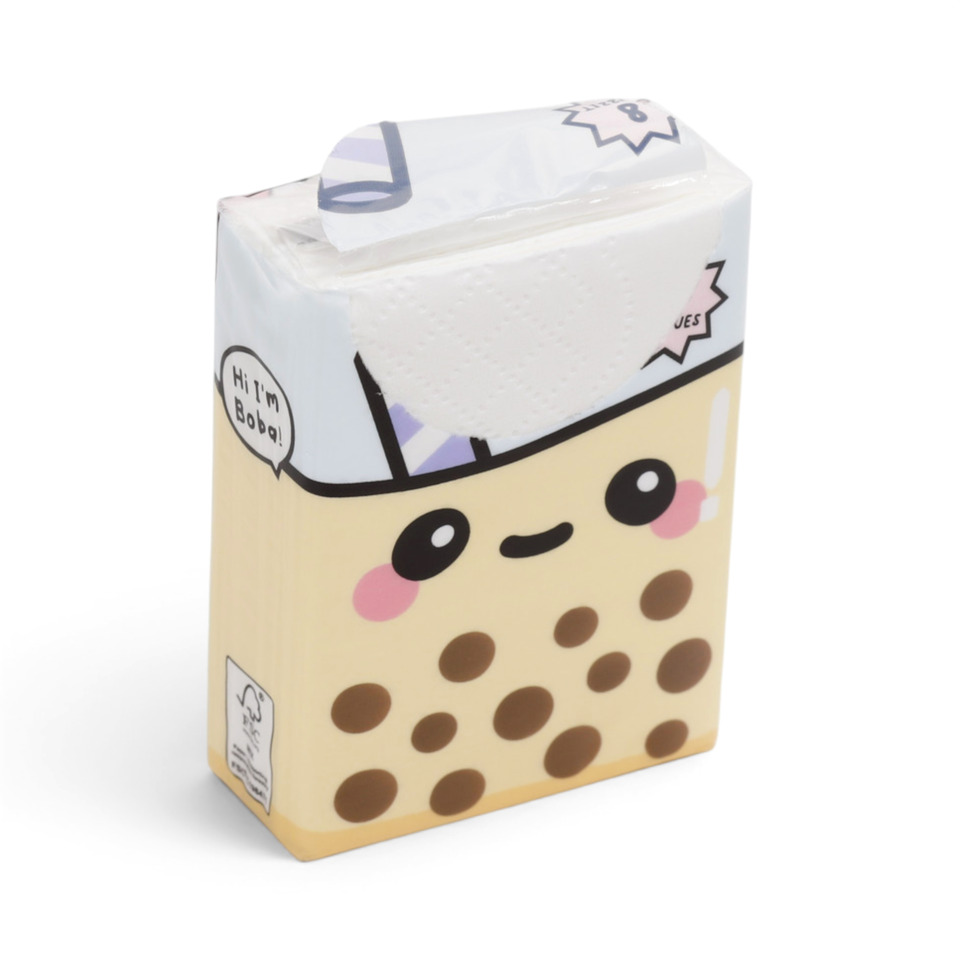 Taschentuchbox, Papiertaschentücher, Bubble-Tea-Motiv, Beige, Gesichtsmotiv