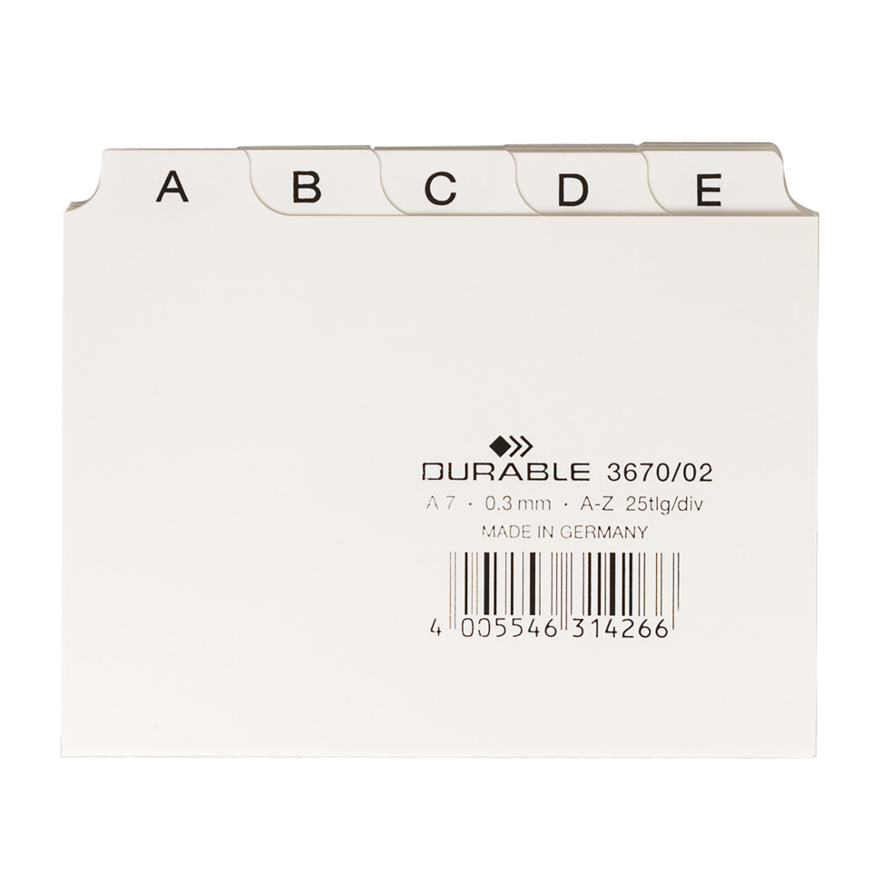 Index Tabs, Ordner, obere Laschen, Barcode, Made in Germany