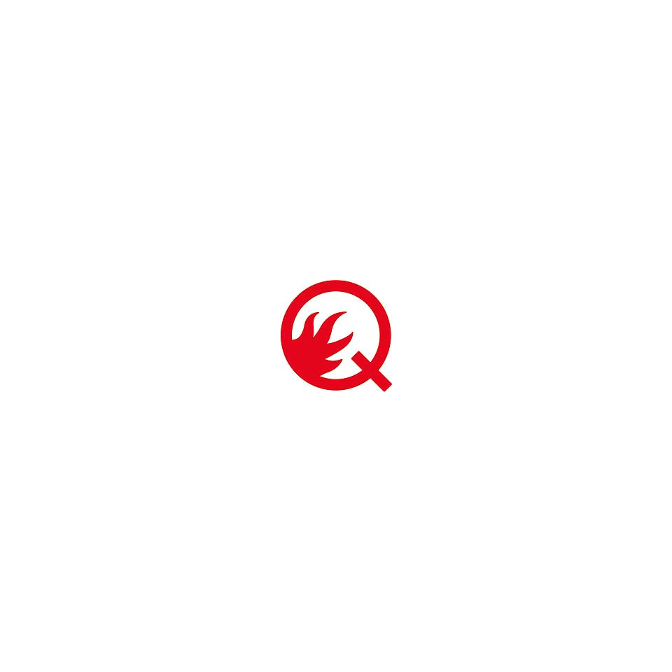 rotiges Logo, Kreislogo, Q-Symbol, Markenzeichen, minimales Logo