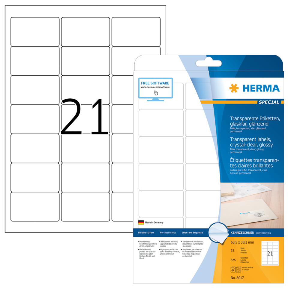 etiketten, a4 etiketten, transparent, glänzend, aufkleber