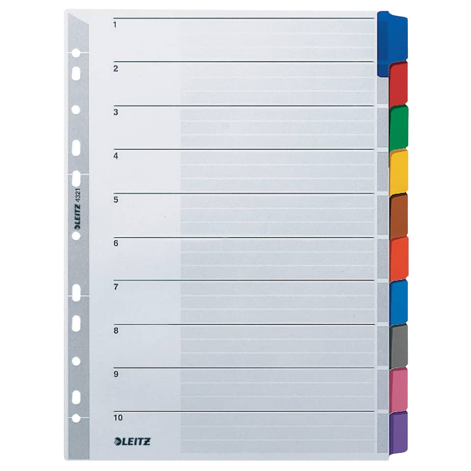 Kartonregister Blanko, A4, Karton, 10 Blatt, grau LEITZ 4321-00-00