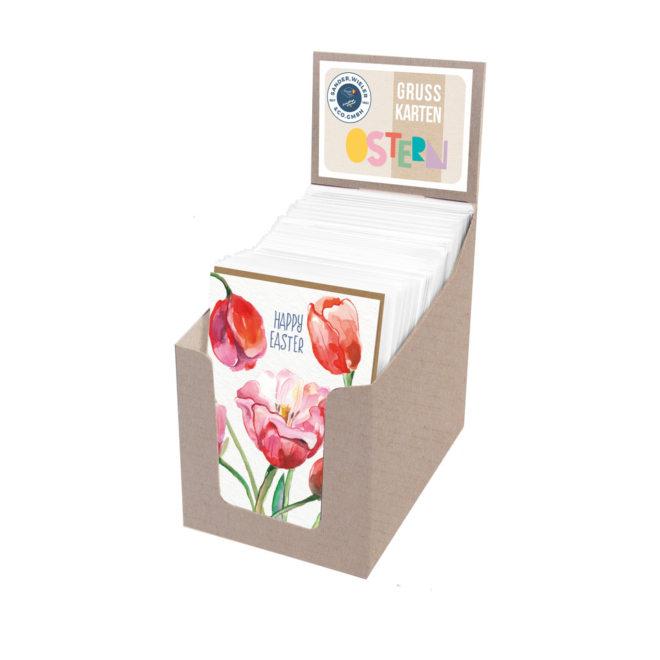 Osterkarten, Kartenbox, Frühlingskarten, Tulpenmotiv, Papierkarten