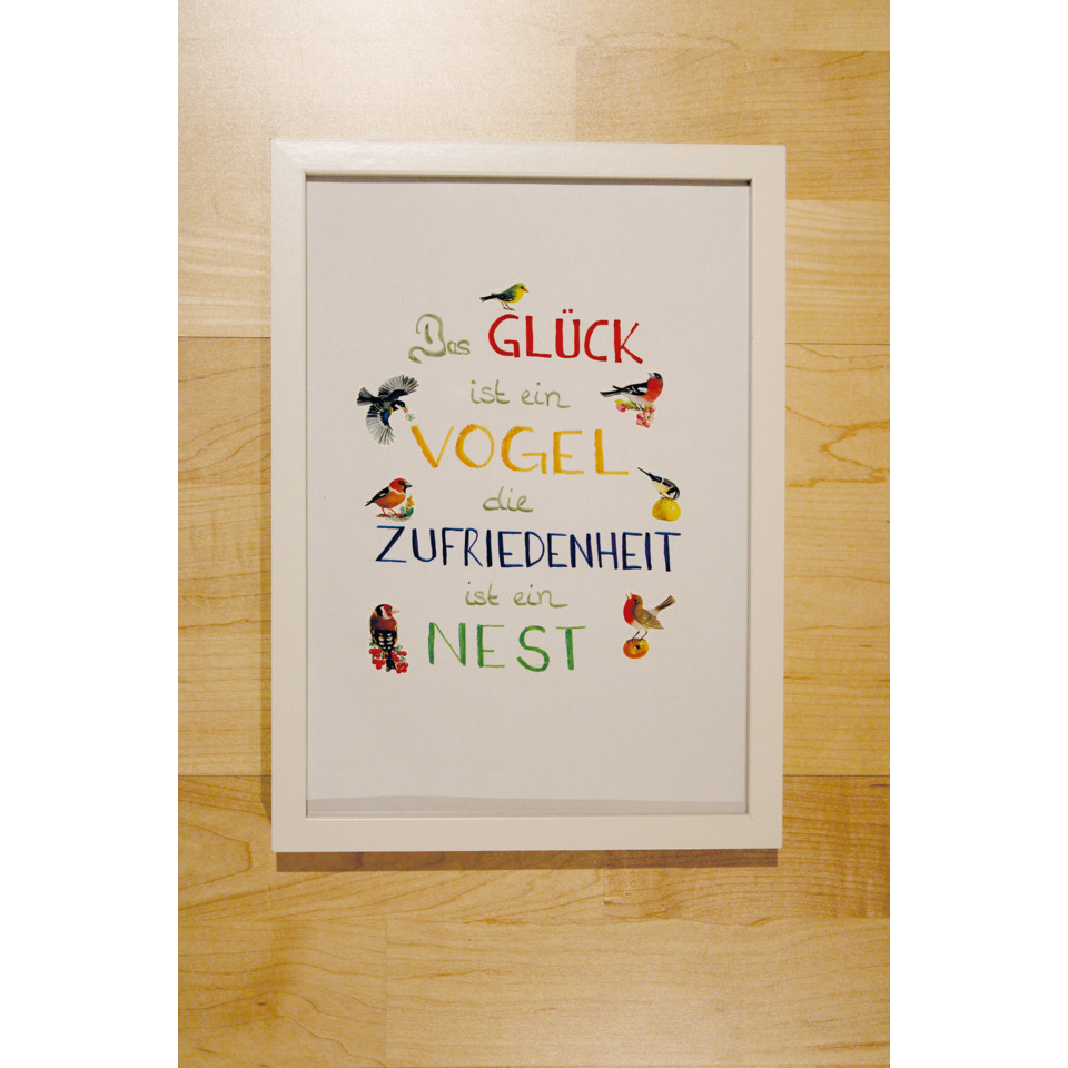 recht, rahmen, wanddekoration, spruch, vögel