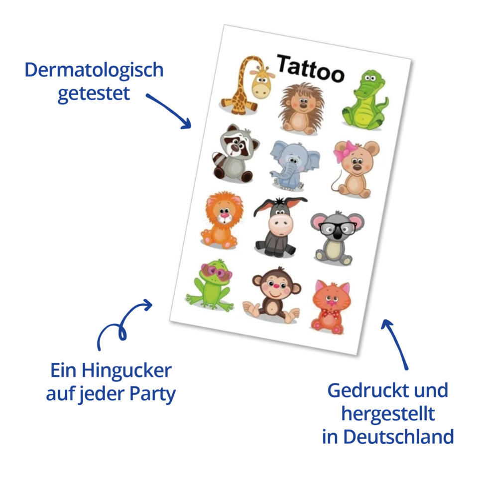 Tiermotive, Sticker, Tattoo, Dekoposter, Kinderparty