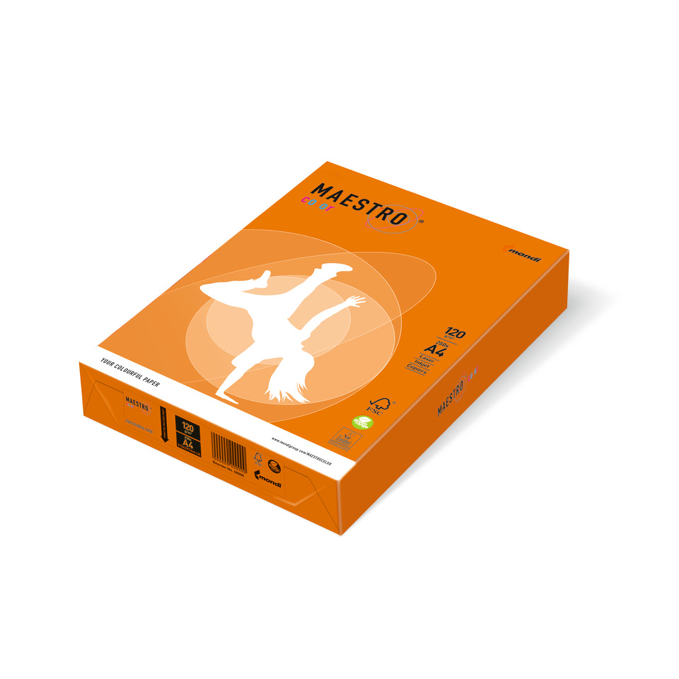 Pappelbox, Maestro, Papier, Orangene Verpackung, A4 Blatt