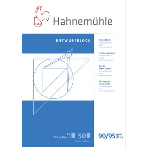 Transparentpapierblock, A3, 90/95g/m², 50 Blatt HAHNEMÜHLE 10622521