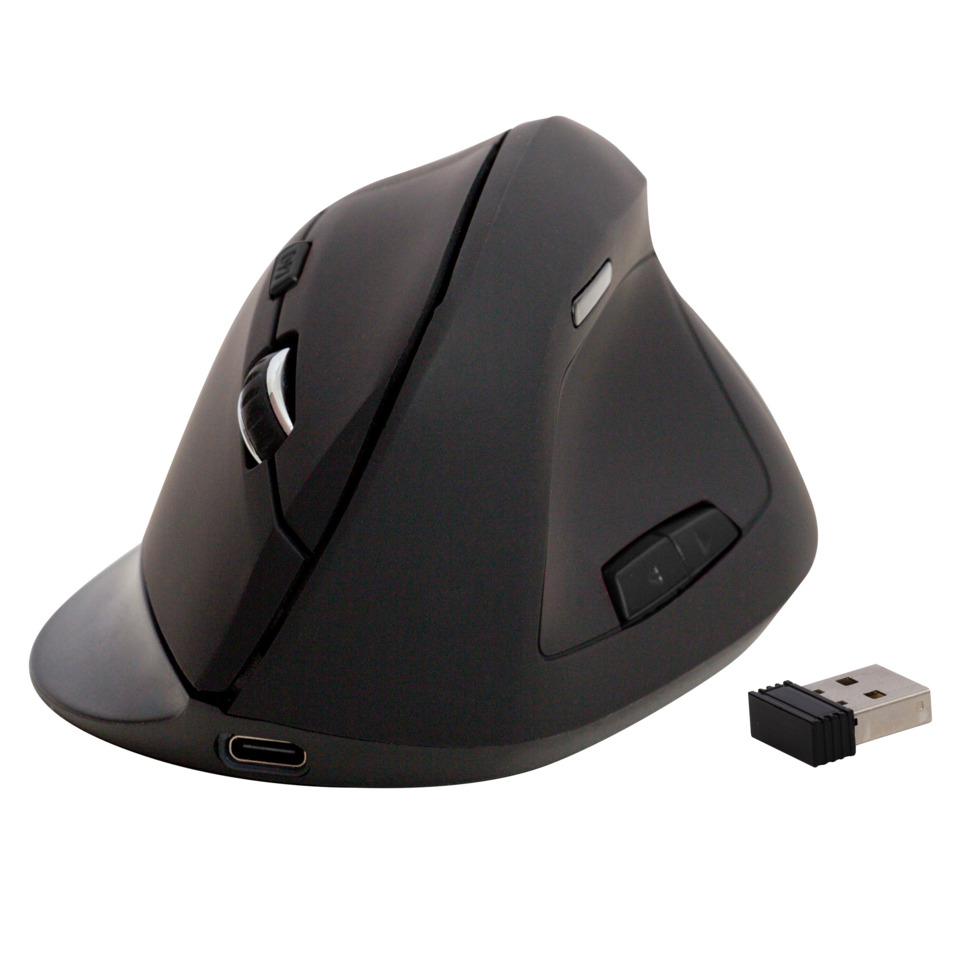 ergonomisch, vertikale-maus, USB-dongle, Ladeport, Gummibase