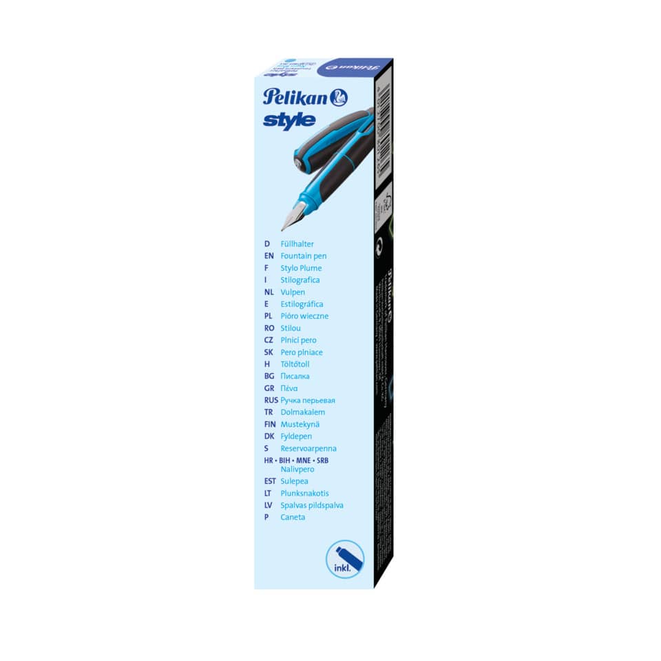 Füllfederhalter, blauer Stift, Kugelschreiber, Kunststoffstift, Stift mit Tinte