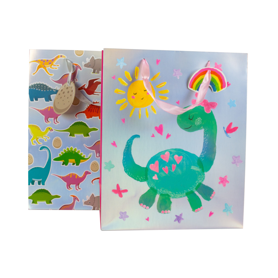 Dinosaurier-Set, Geschenktasche, Dinosaurier-Muster, Glitzer-Pop, Bunte Dinosaurs