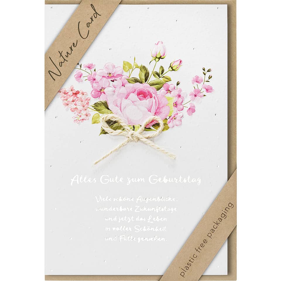 Naturpapier, Blumenstrauß, Rosen, Kartenlayout, Geschenkkarte