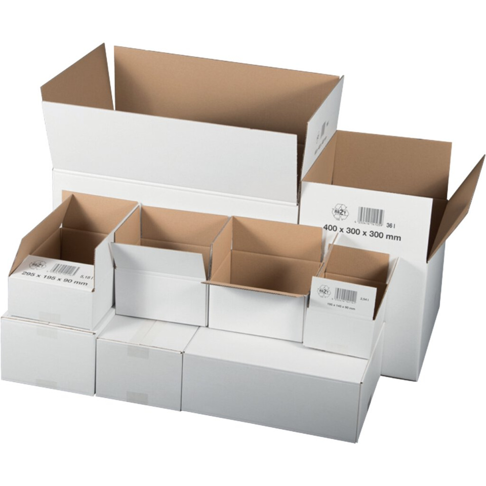Pappe Boxen, Wellpappbox, Weiße Box, Versandbox, Stapelboxen