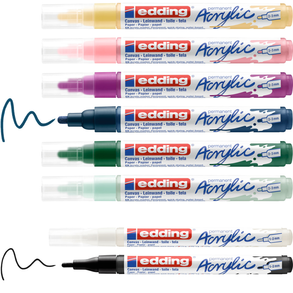 Acrylic Marker, Filzstift, Kunstmarker, 2-3 mm Spitze, farbiges Set, Acrylic-Farbe, Wasserbasierte Marker, Künstlerische Marker, 2-3 mm Spitze, Kunst-Showroom