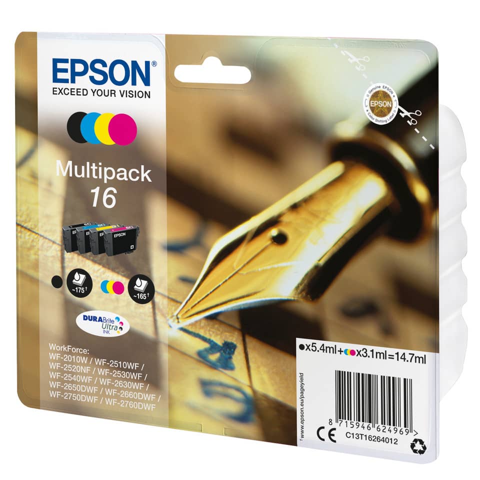 multikpack, tintenpatrone, EPSON, 16-pack, farbpatronen