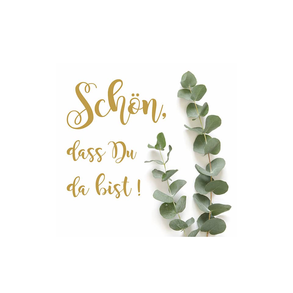 Grußkarte, Blattgrün, Eukalyptus, Schriftzug, Spruchkarte