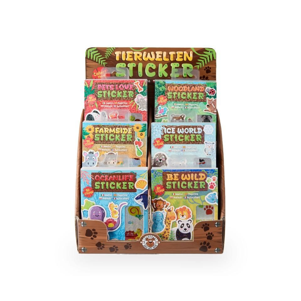 Tier-Stickerbuch 90-teilig, 6-fach sortiert TRENDHAUS 964533