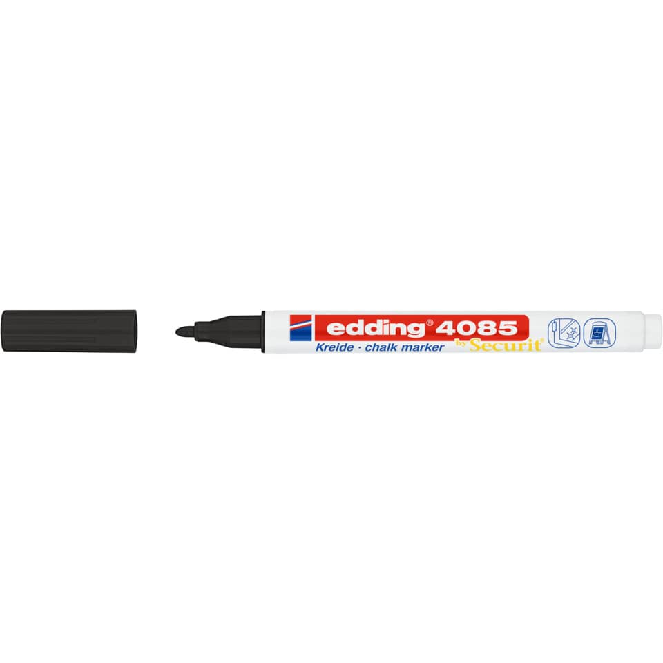 whiteboard marker, marker pen, eding 4085, black cap, chisel tip