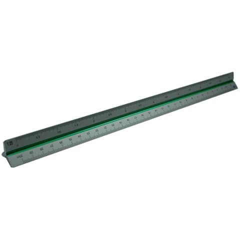 Dreikantmaßstab, Aluminium, 3 farbige Hohlkehlen, Ø 24 mm, 30 cm, Teilung ingenieur DIN RUMOLD 195/DIN/30