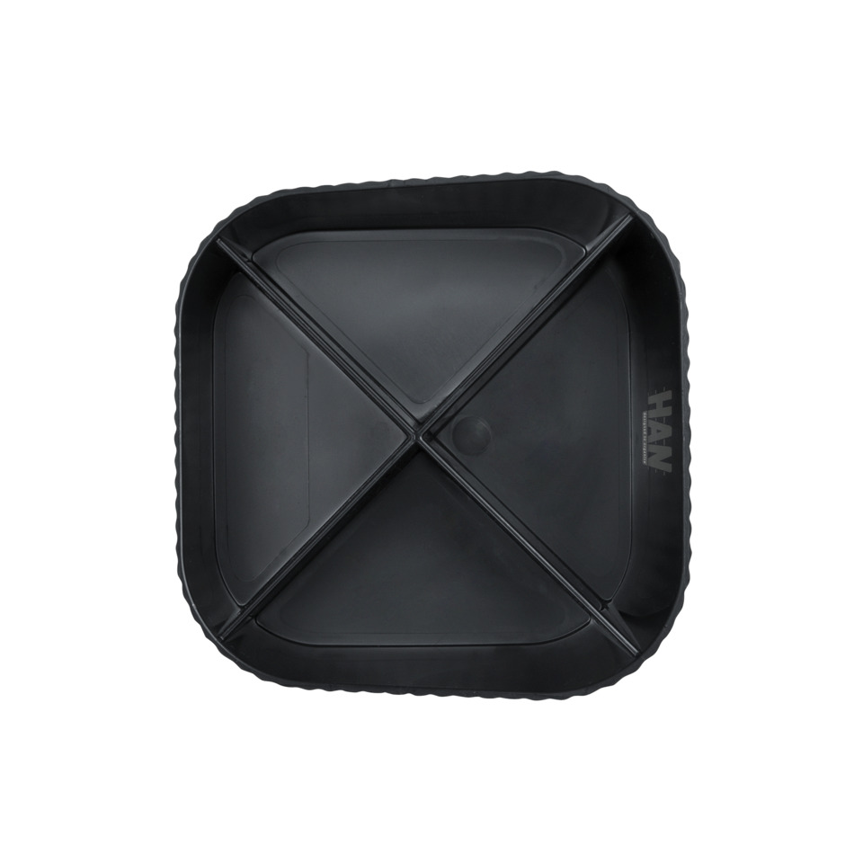 geteilte Ablage, Abschnittsfach, Plattentray, schwarze Ablage, quadratische Ablage