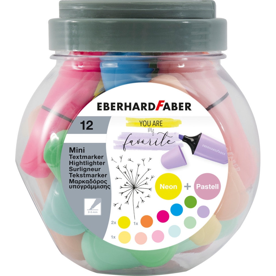 Highlighter, Textmarker, Pastell, Neon, Mini-Set