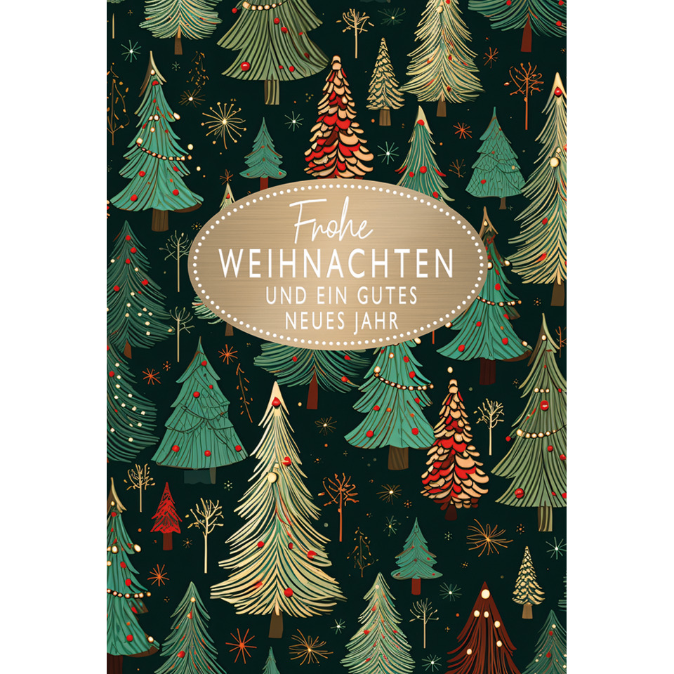 Weihnachtskarte, Weihnachten, Neues Jahr, Baum Muster, Ovaler Textbereich