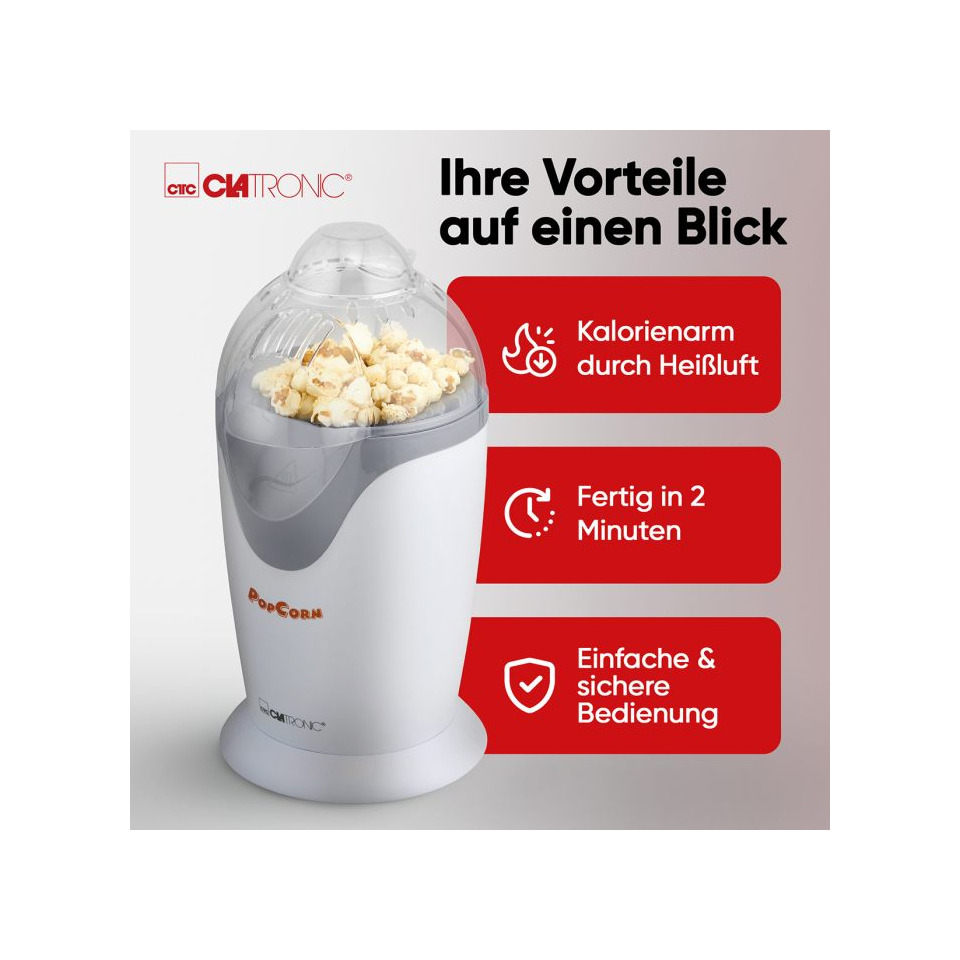 Heißluft-Krümelmaschine, Popcorn-Maschine, Kompakt, Weiß, Klarer Deckel